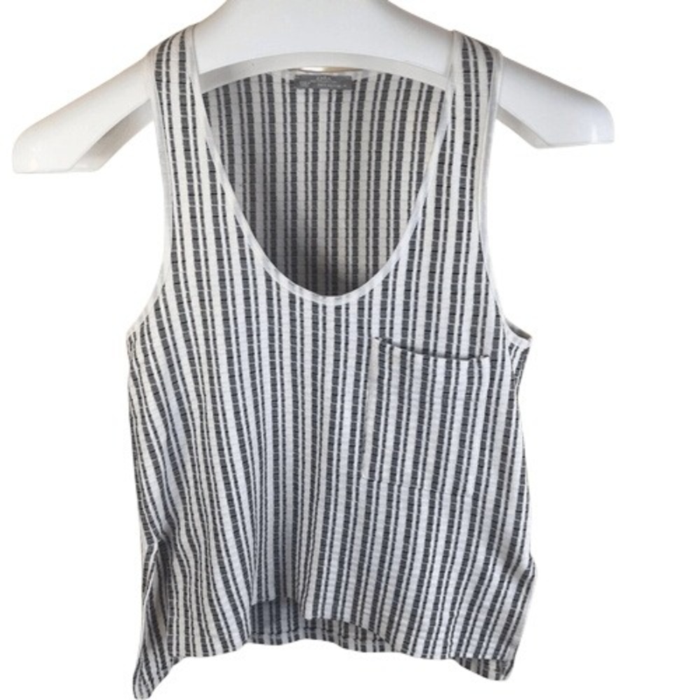 Zara W&B Collection Striped Tank Womens With Pocket Nautical Size Small Beachy‎